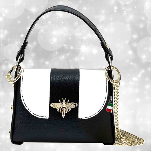 Borsa nera bianca pelle - , media