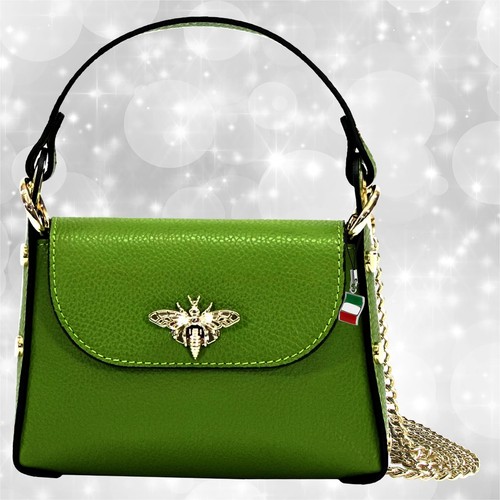 Borsa verde pelle media